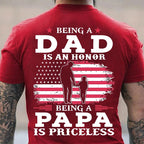 Dad Honor Papa Priceless American Flag Family Graphic Tee
