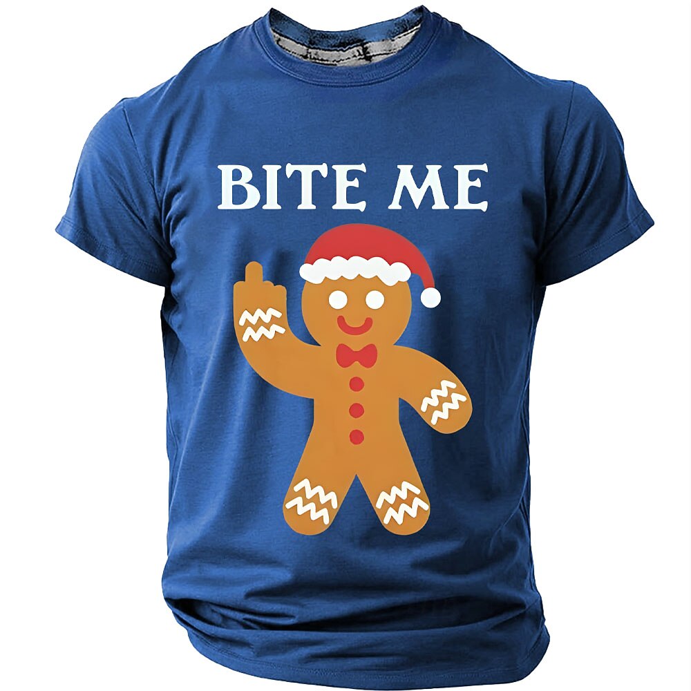 Gingerbread Cookie Christmas Holiday Graphic Casual Short Sleeve Tee