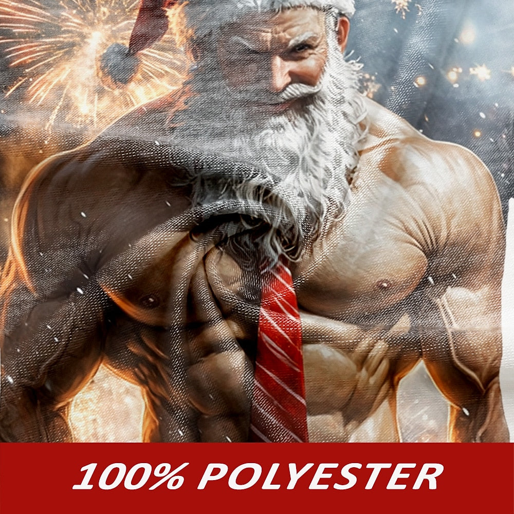 Muscle Santa Claus Christmas Casual Sports Outdoor Graphic Tee