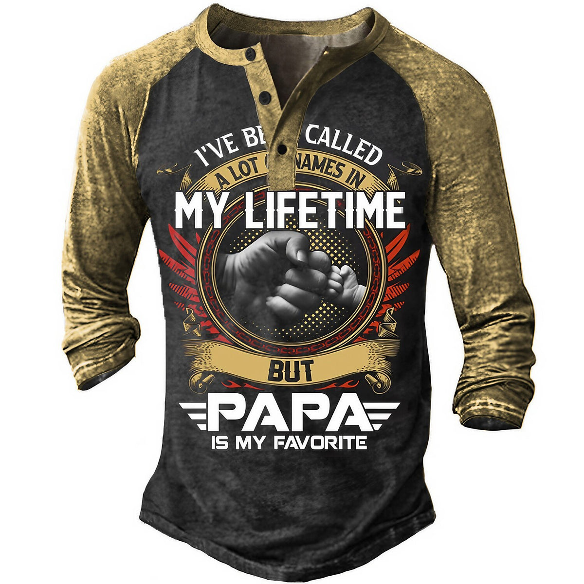 Papa Is My Favorite Name Family Graphic Henley Shirt