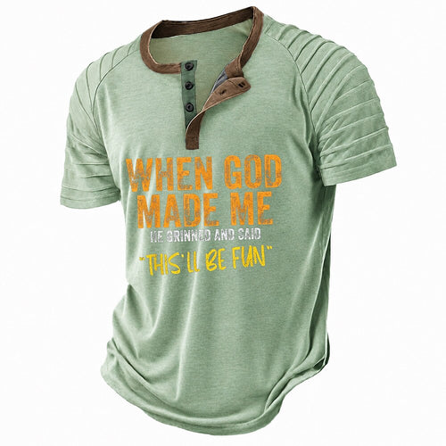 Classic Old Man Casual Henley Funny Graphic Print Tee