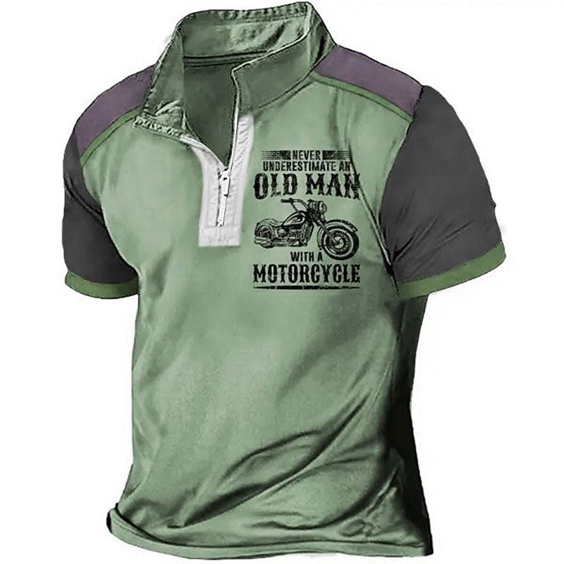Never Underestimate Old Man With Motorcycle Biker Graphic Tee