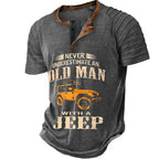 Never Underestimate Old Man With Jeep Funny Graphic Tee
