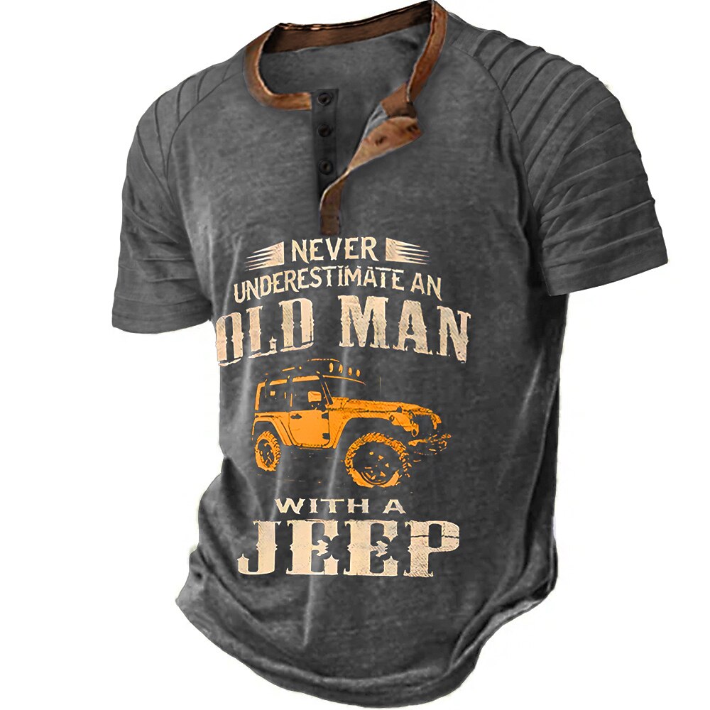 Never Underestimate Old Man With Jeep Funny Graphic Tee