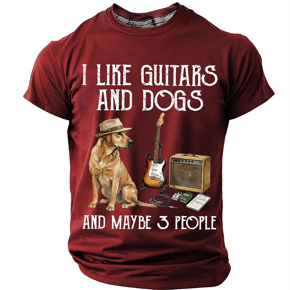 Guitars Dogs Maybe Three People Funny Quote Graphic Tee