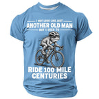 Old Man Riding Cycling Funny Print Bike Graphic Tee