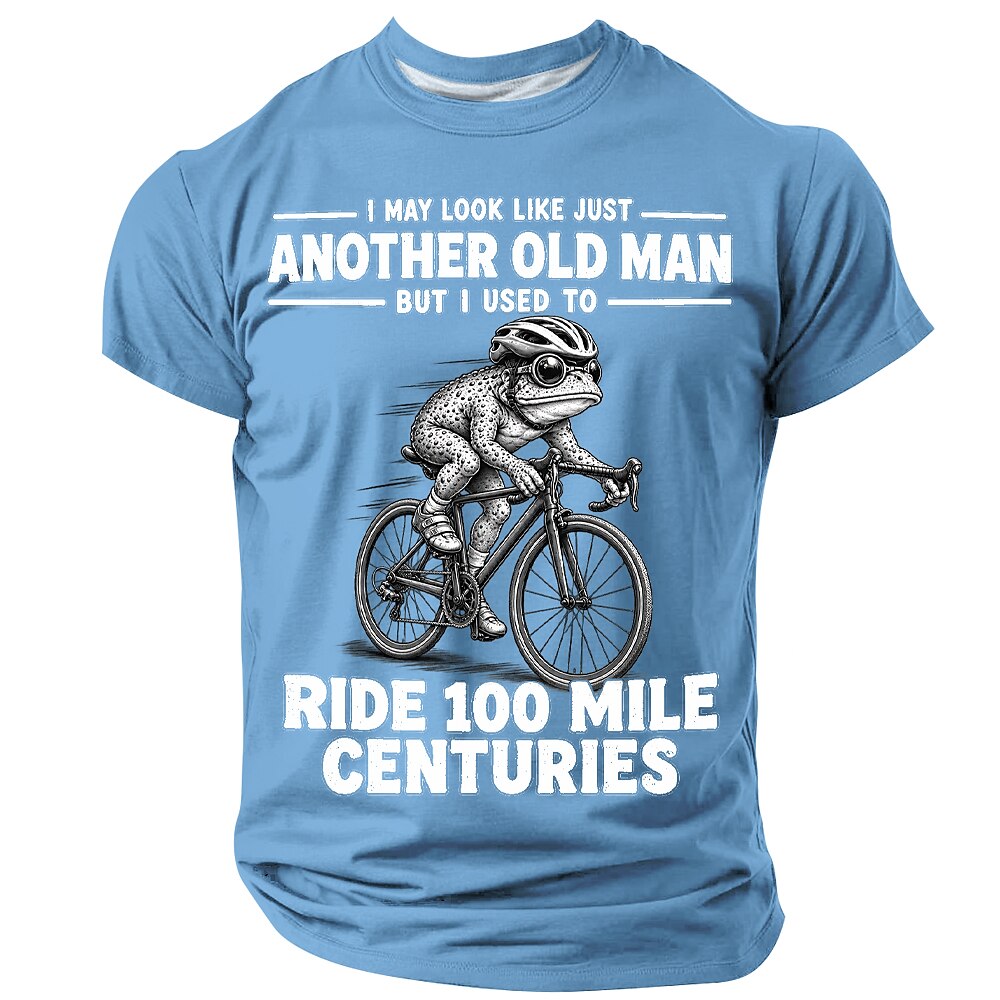 Old Man Riding Cycling Funny Print Bike Graphic Tee