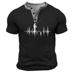 Funny Fishing Retro Angler Graphic Short Sleeve Henley Shirt