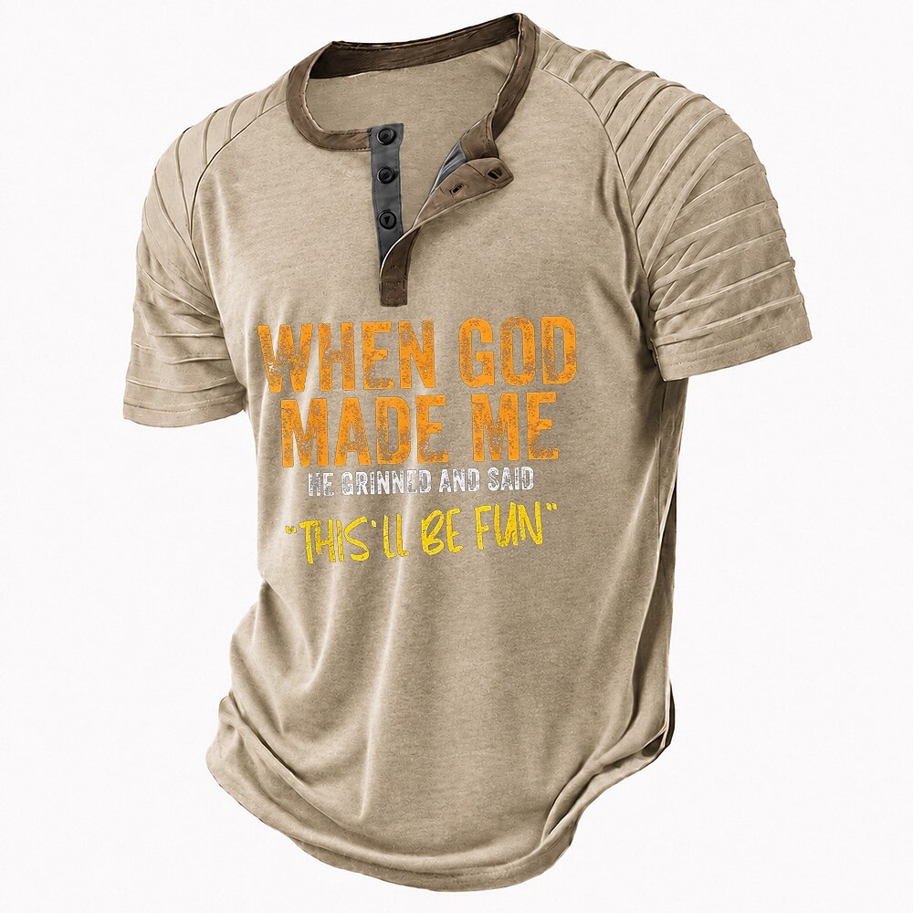 Classic Old Man Casual Henley Funny Graphic Print Tee