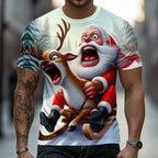 Santa Claus Christmas Animal Holiday Graphic Short Sleeve Tee