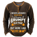 Classic Letter Graphic Casual Long Sleeve Old Man Henley