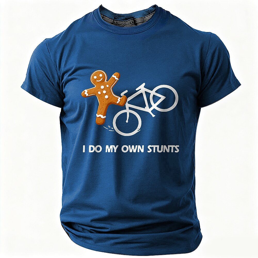 Gingerbread Biking Cookie Own Stunts Funny Christmas Graphic Tee
