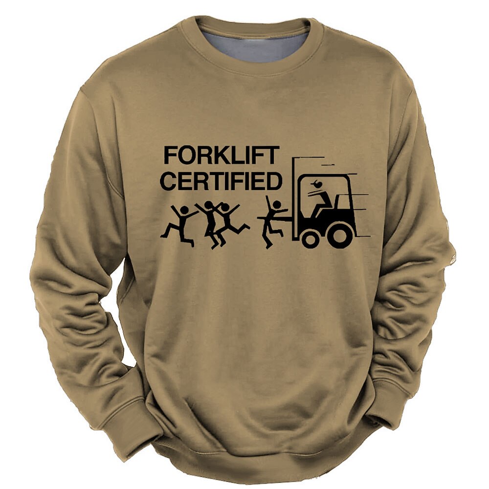 Forklift Certified Funny Workplace Graphic Long Sleeve Crewneck Sweatshirt
