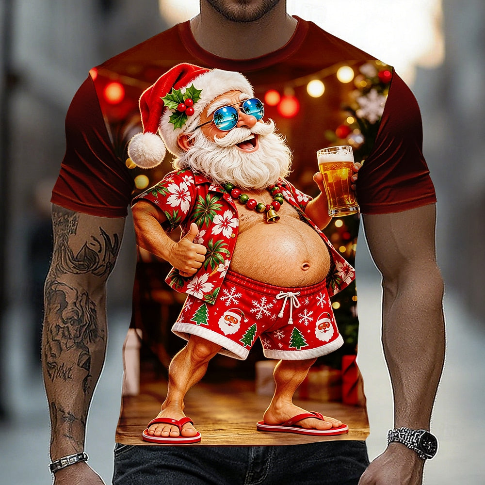 Santa Claus Christmas Vacation Party Street Artistic Graphic Tee