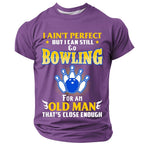 Funny Old Man Bowling Graphic Mens Graphic Tee