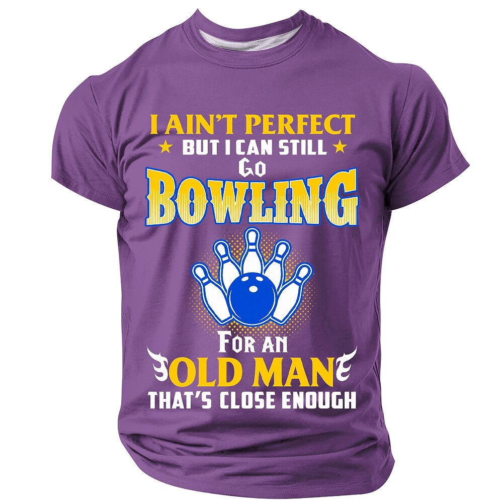 Funny Old Man Bowling Graphic Mens Graphic Tee