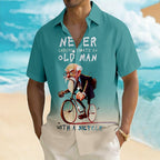 Funny Bicycle Old Man Riding Slang Short Sleeve Shirt