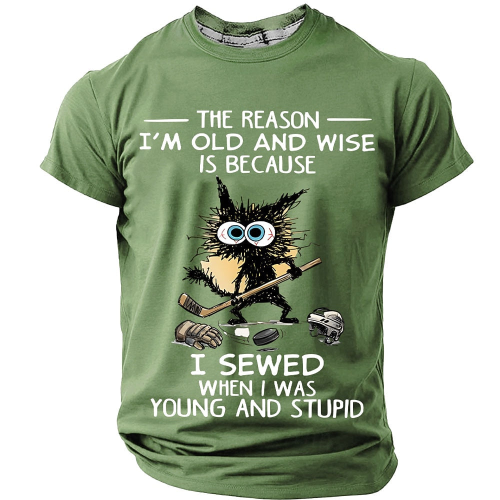 Crazy Cat Hockey Humor Graphic Tee