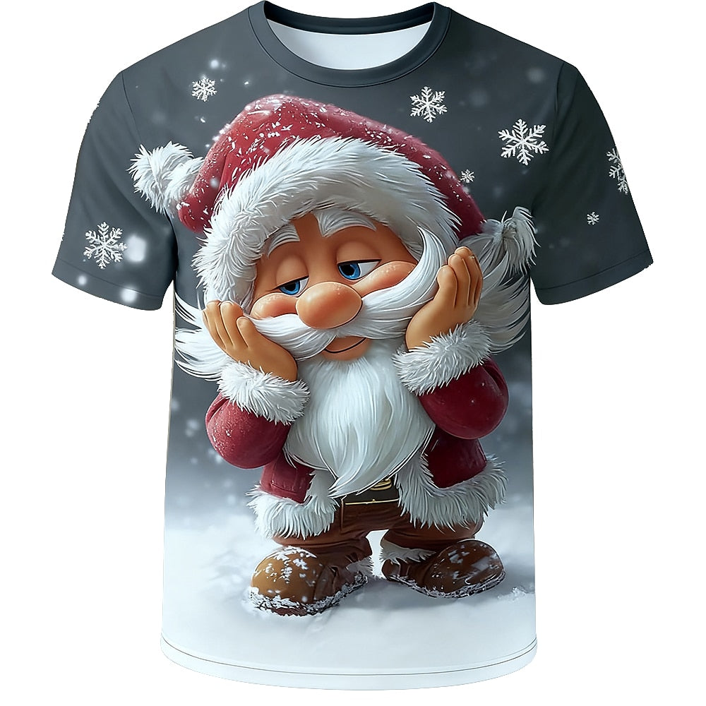 Santa Claus Christmas Artistic Vacation Graphic Short Sleeve Tee