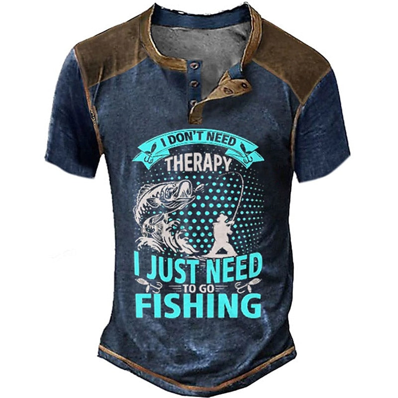 Dont Need Therapy Just Need Fishing Funny Henley Shirt