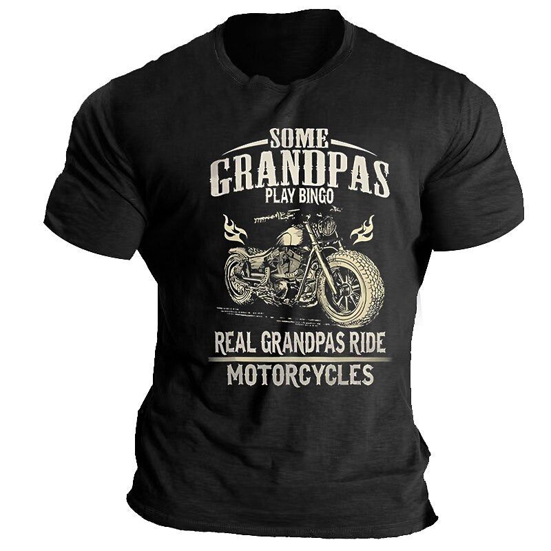 Real Grandpas Ride Motorcycles Funny Biker Grandpa Graphic Tee