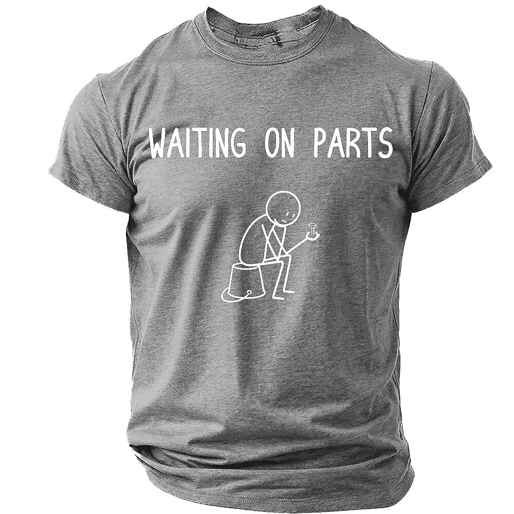 Waiting On Parts Stick Figure Mechanic Humor Graphic Tee