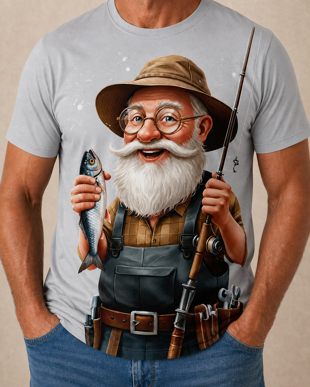 Old Fisherman Funny Grandpa Fishing Print Shirt