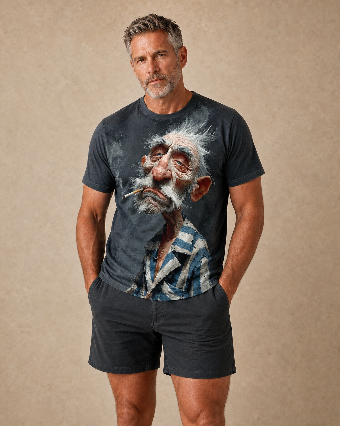 Funny Old Man 3D Print Casual Graphic Tee Shirt