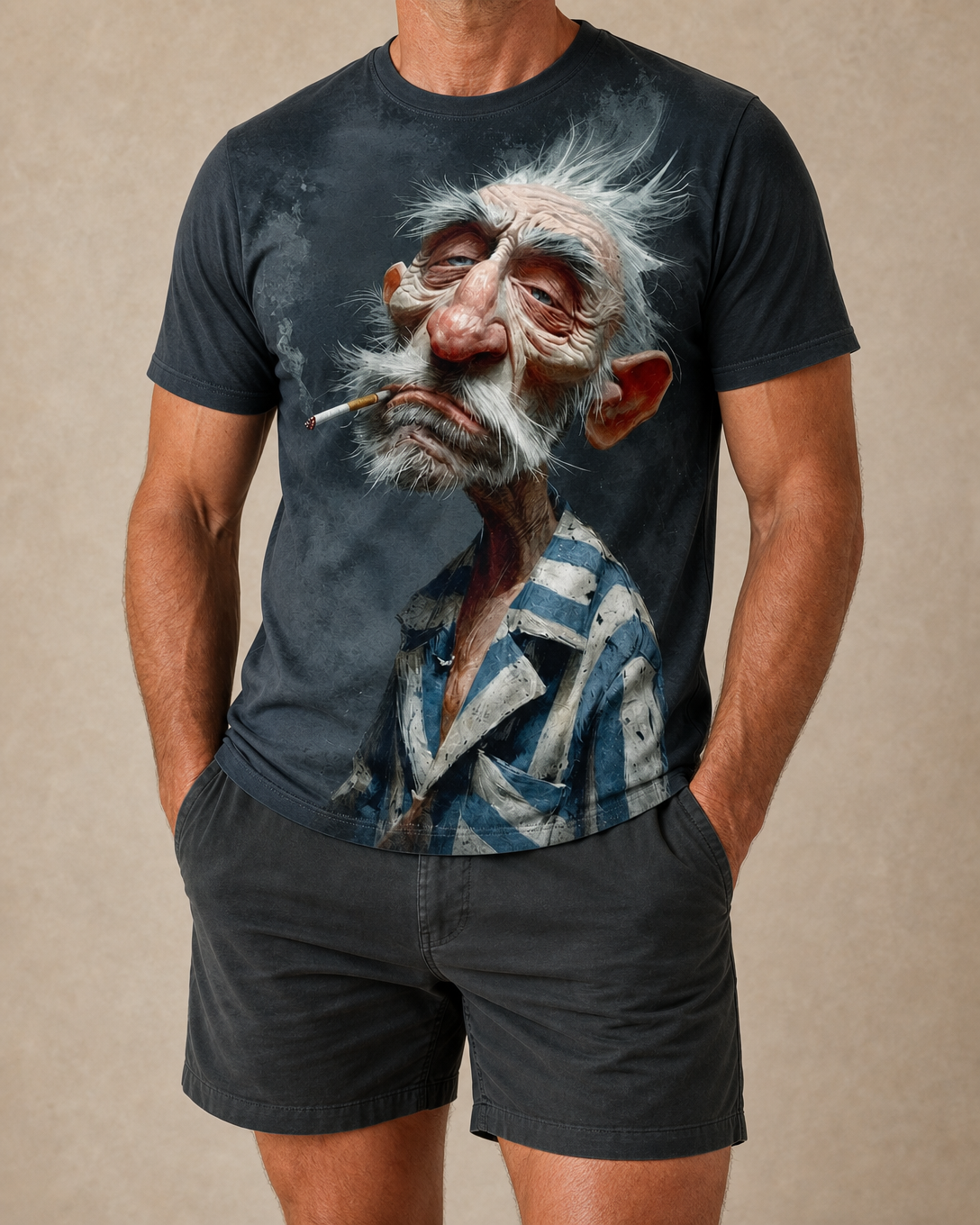 Funny Old Man 3D Print Casual Graphic Tee Shirt