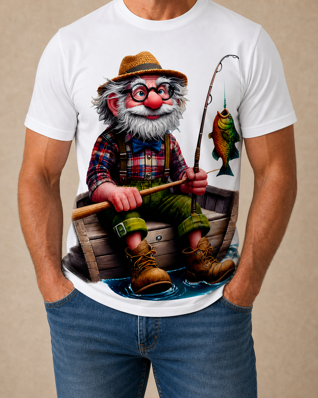 Funny Old Man Fisherman Grandpa Fishing T‑Shirt
