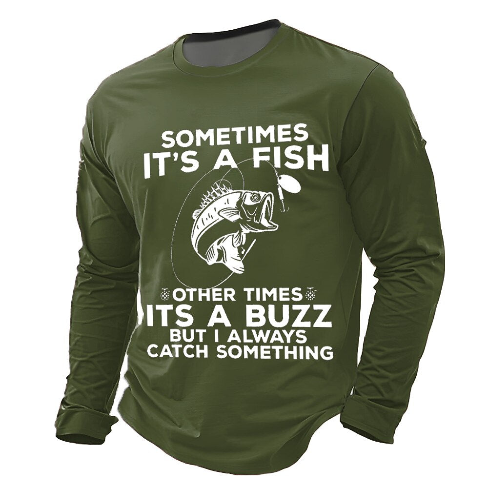 Sometimes Fish Sometimes Buzz Funny Fishing Long Sleeve Tee