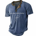 Funny Bicycle Rider Graphic Casual Short Sleeve Henley Shirt
