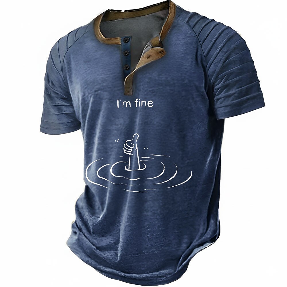 Im Fine Funny Gesture Sarcastic Aging Graphic Henley Shirt