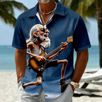 Vintage Guitar Old Man Music Character Short Sleeve Shirt