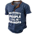 My Favorite People Call Me Grandpa Graphic Henley Shirt