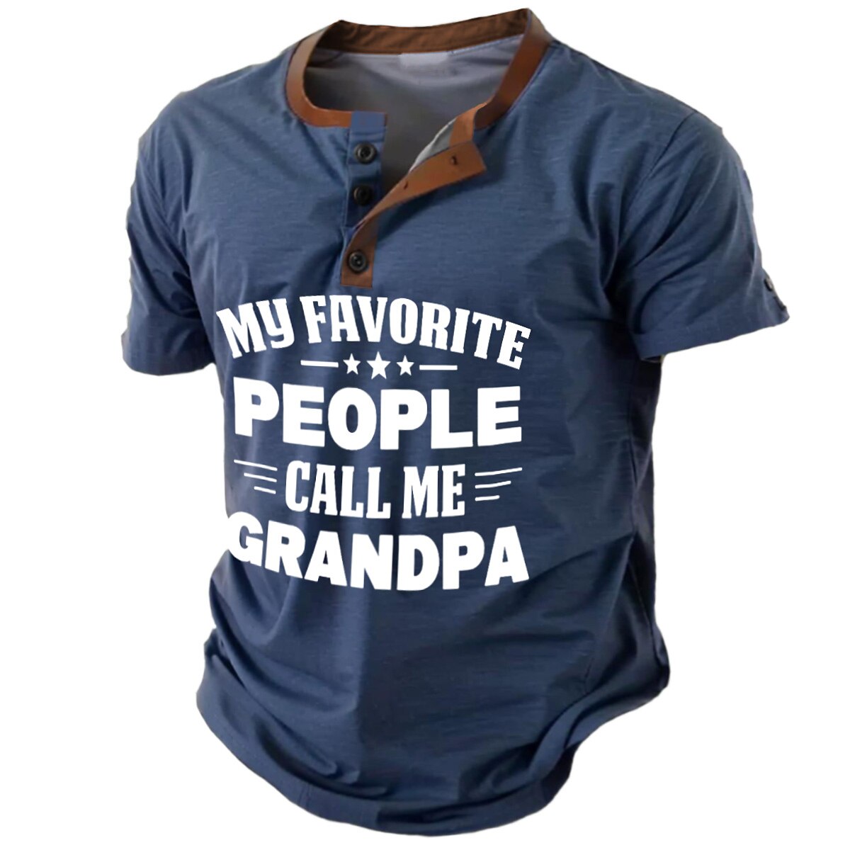 My Favorite People Call Me Grandpa Graphic Henley Shirt
