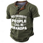 My Favorite People Call Me Grandpa Graphic Henley Shirt