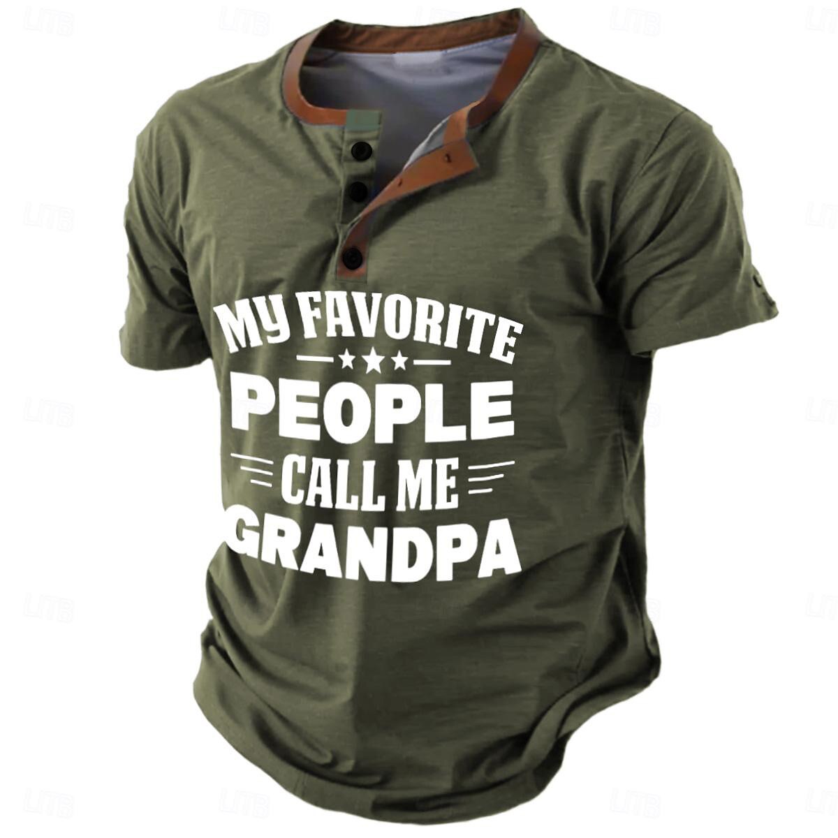My Favorite People Call Me Grandpa Graphic Henley Shirt