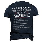 Five Things About My Wife Funny Husband Graphic Tee