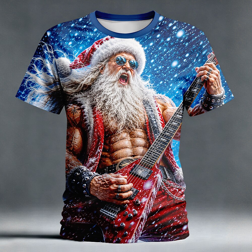 Santa Claus Christmas Holiday Graphic Casual Short Sleeve Tee