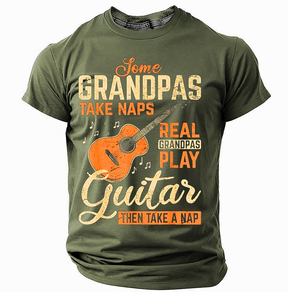 Real Grandpas Play Guitar Then Nap Funny Graphic Tee