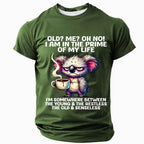 Funny Animal Old Man Exaggerated Humor Graphic Casual Tee