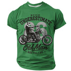 Old Man Motorcycle Rider Funny 3D Graphic Print Tee