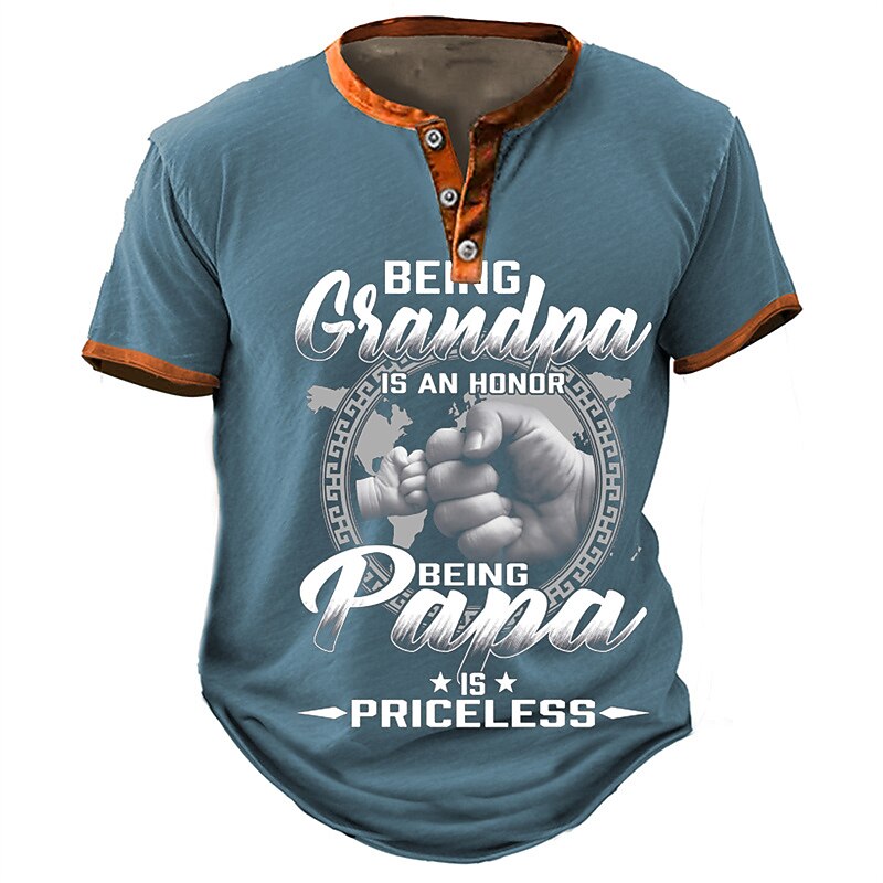 Being Grandpa Is Honor Funny Graphic Henley Shirt