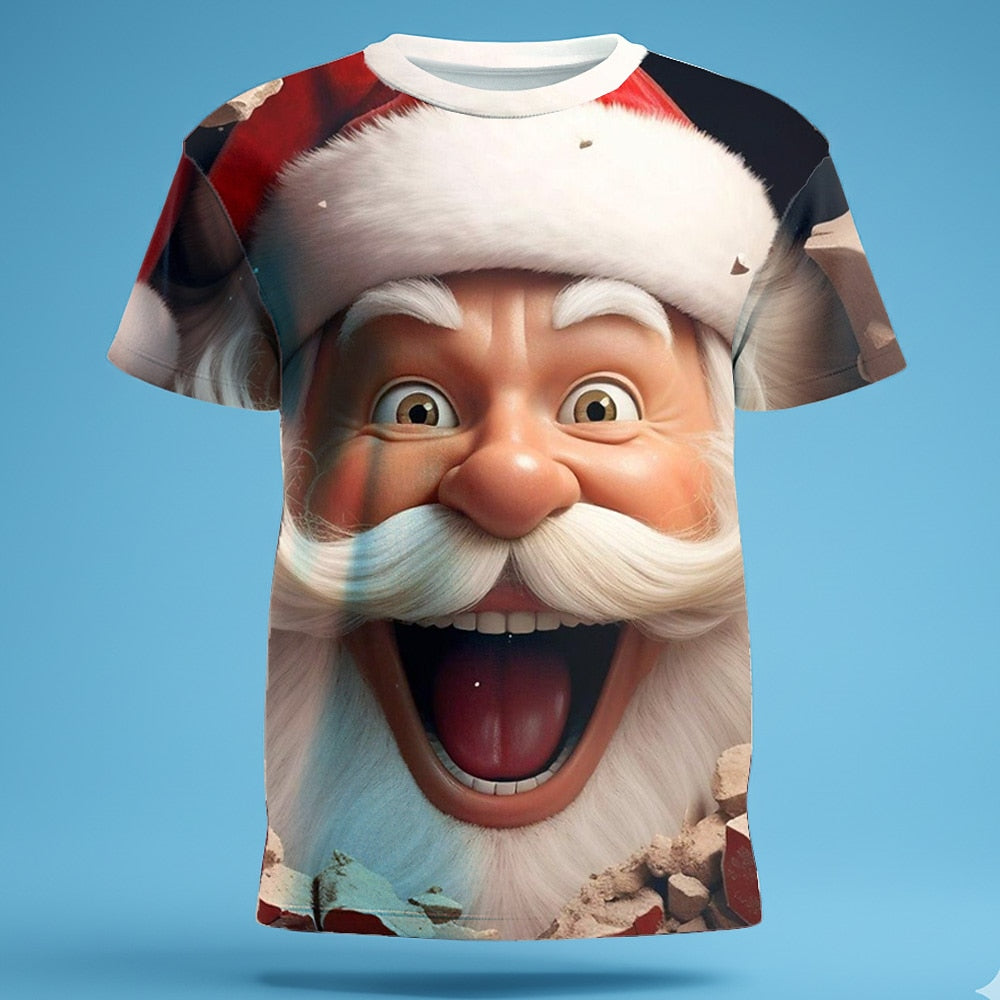 Cartoon Santa Claus Christmas Artistic Street Designer Graphic Tee