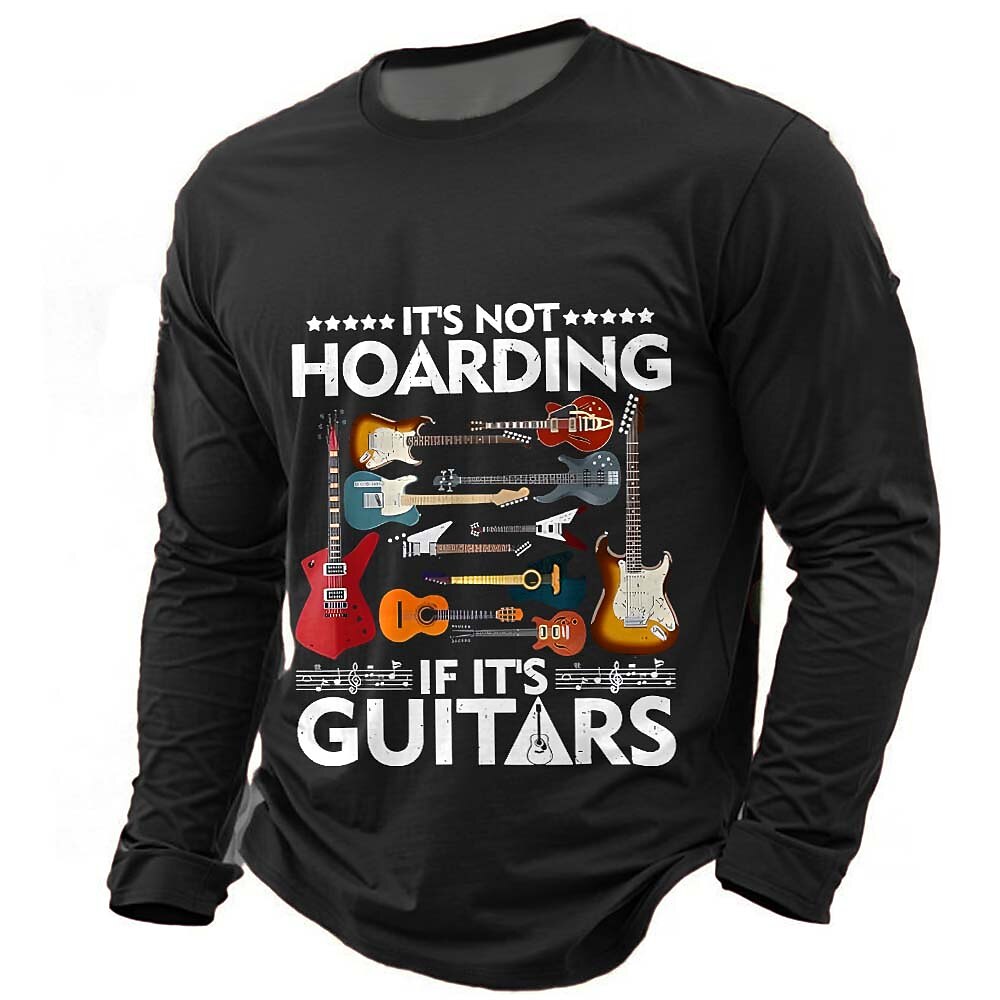 Funny Guitar Music Slang Graphic Casual Long Sleeve Tee