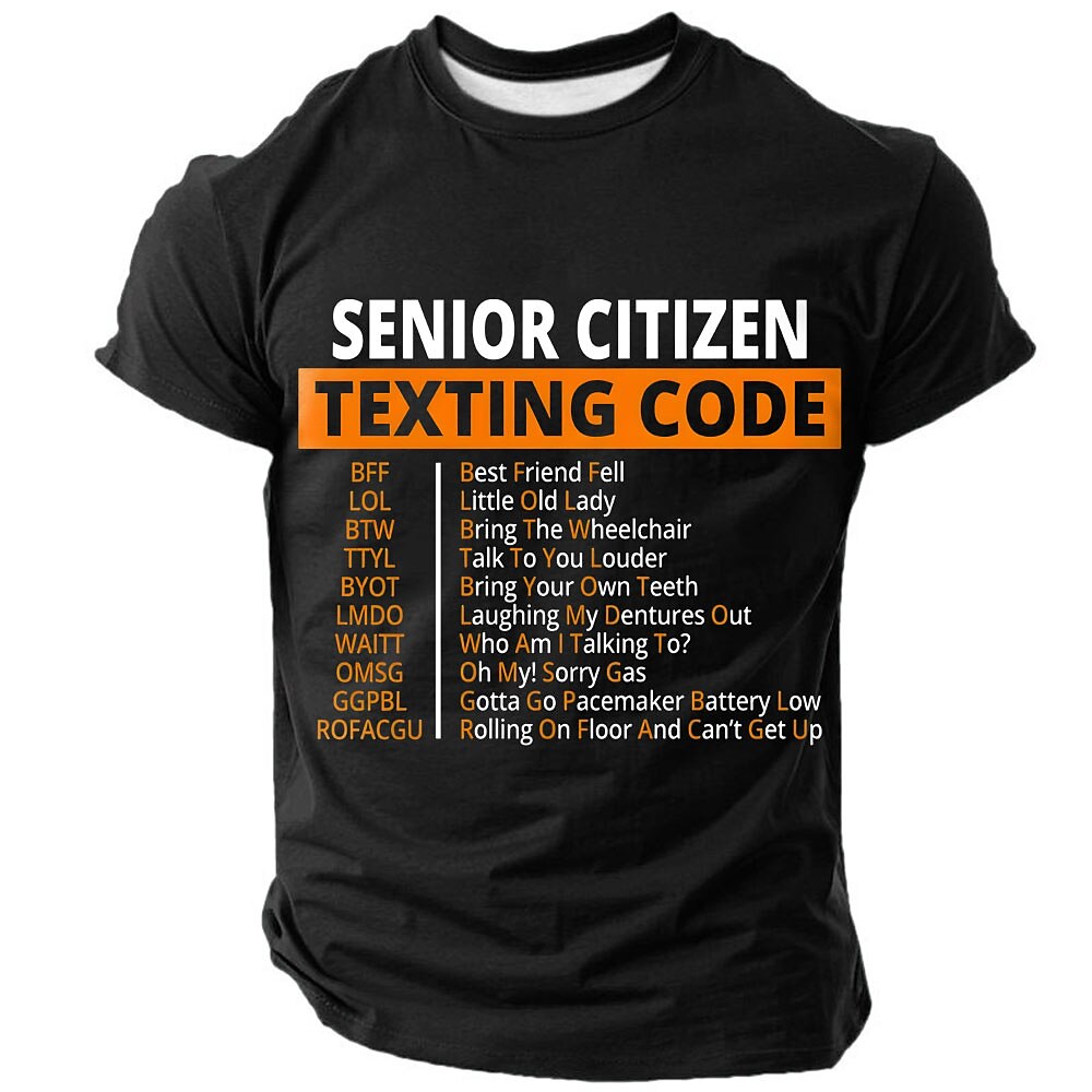 Senior Citizen Texting Code Funny Aging Humor Graphic Tee