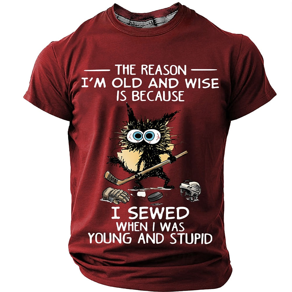 Crazy Cat Hockey Humor Graphic Tee