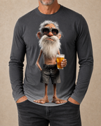 Happy Beer Old Man Graphic Long-sleeve Tee