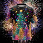 Christmas Tree Lanterns Festive Holiday Graphic Short Sleeve Tee